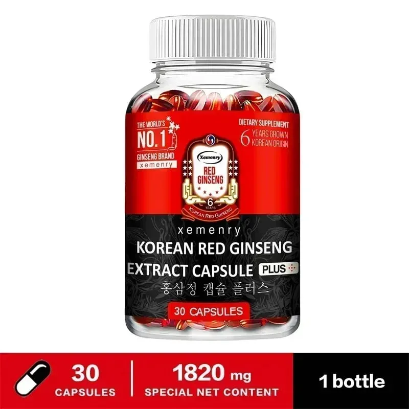 Korean Red Ginseng Supplement - Supports Overall Health Boosts Energy Production Relieves Stress and Strengthens ImmunitySupp