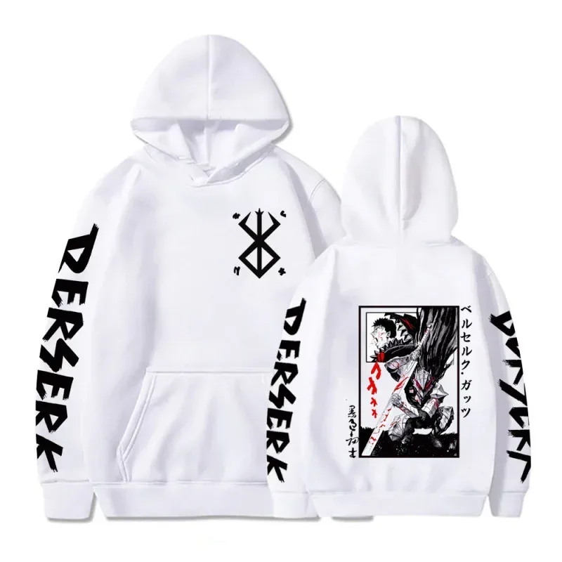Berserk 拉鍊連帽衫男款長袖運動衫抓絨超大外套外套有趣 Berserk 日本動漫街頭服飾