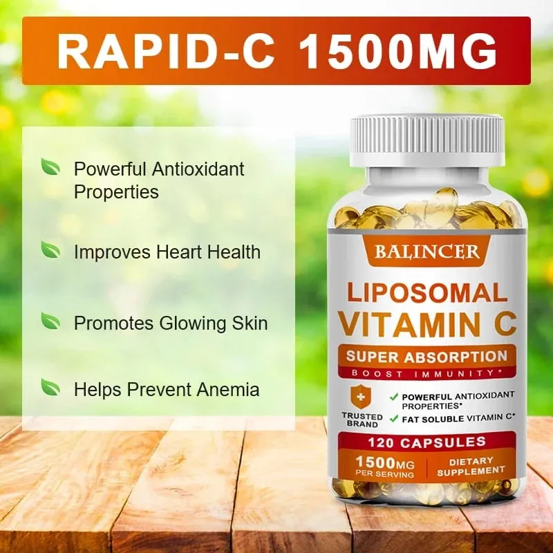 Vitamin C 1500mg with Zinc 20mg 120 Capsules Overall Health Vitamin Dietary Supplement Non-GMO & Gluten-Free Vegetarian