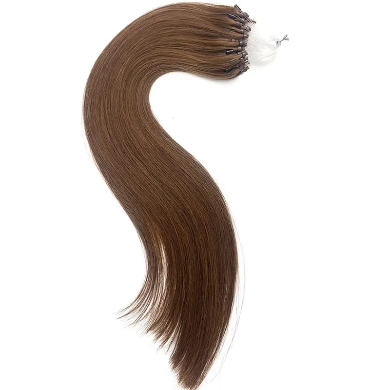 Remy Human Hair Extensions 14-24 Inch Micro Loop Ring Attachment Micro Bead Natural Looking DIY Hair Extension
