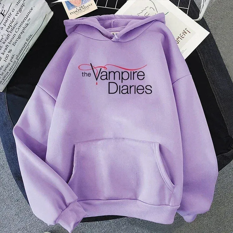 2026 Nuovo The Vampire Diaries Stampa Felpa con cappuccio Donna Uomo Casual Magliette e camicette Autunno E Inverno Felpe Manica Lunga Harajuku Pullover
