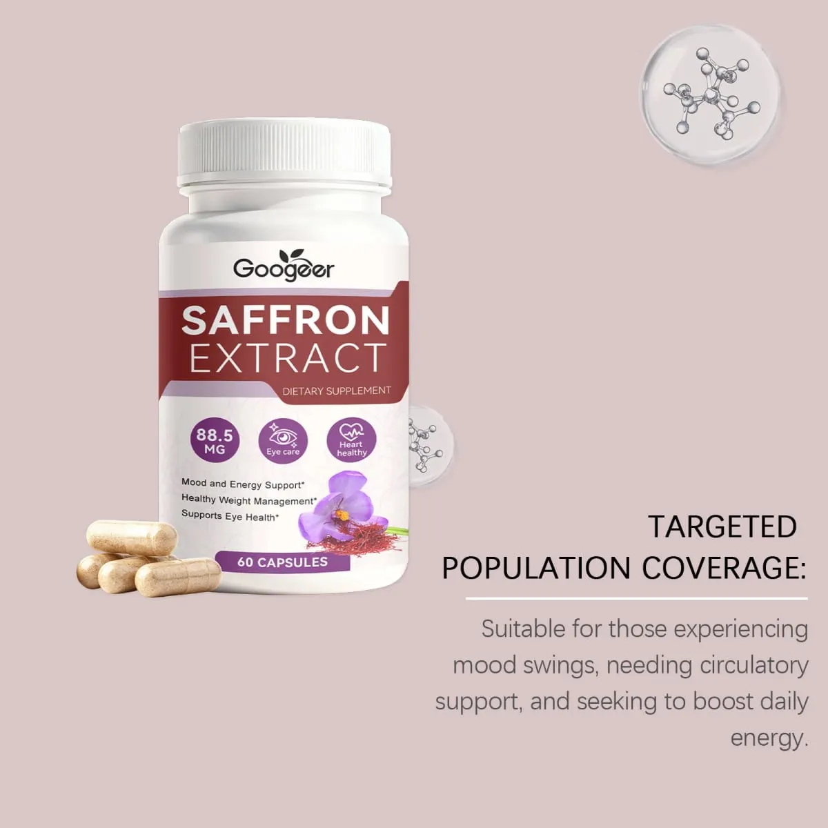 แคปซูลสารสกัดจากหญ้าฝรั่น – ได้มาตรฐานถึง 3% Crocin – สนับสนุนสุขภาพตาและอารมณ์ที่ดีต่อสุขภาพ – 60 แคปซูลผัก