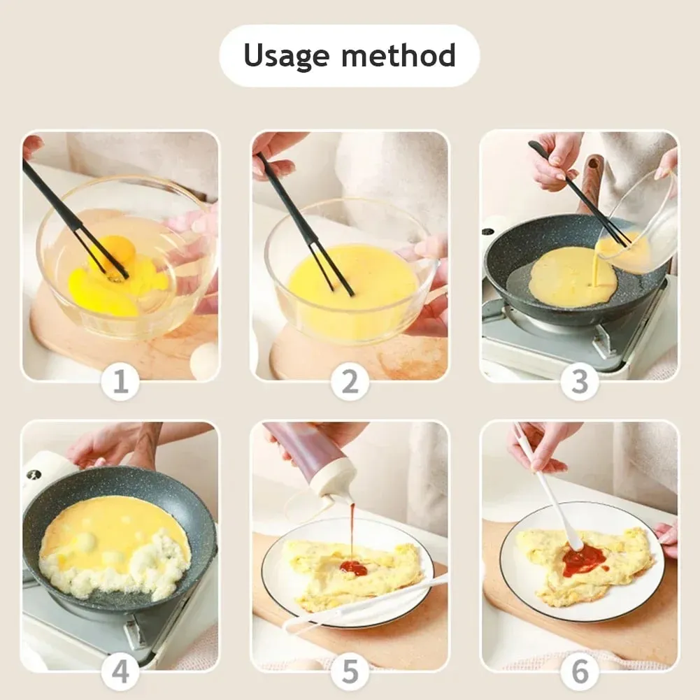 1PC Egg Whisk Plastic Multifunctional Mini Hand Egg Beater Kitchen Utensil with Teaspoon Egg Baking Tools Cream Stirring Stick