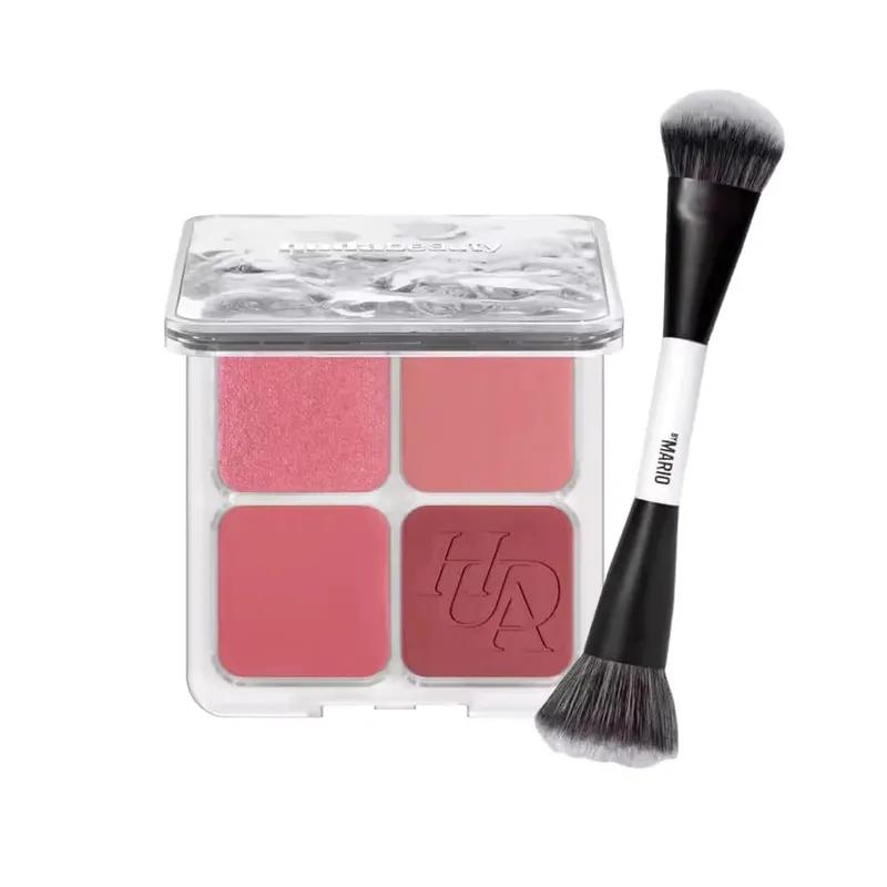 Mario Brush Set and 4-in-1 Glow Blush Blush Filter Flush Eye Check Blush Palette Matte Shimmer Long Lasting Women Daily Cosmetic