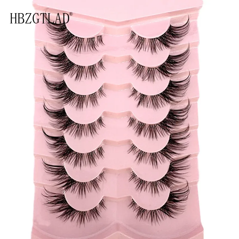 7/8PairsCat Eye Eyelashes manga Lashes 3D Clear Band Lashes naturalHalf Lashes End Eye Elongated Mink Eyelashes Fluffy Eyelashes — image 16