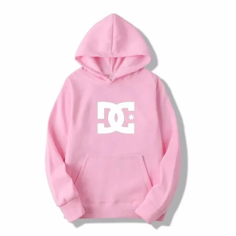 Hoodie Lelaki Huruf DC Fesyen Baju Sweat Lengan Panjang Mudah Musim Gugur dan Musim Sejuk Trend Jalanan Lelaki dan Wanita Hoodie Gim Besar