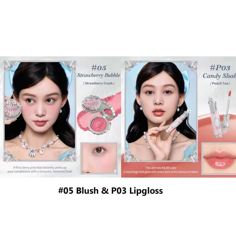 Flowerknows Shell's Jewel Makeup Dárková sada Eye Blush Lip Glaze Fixační pudrový primer pro ženy Kompletní sada