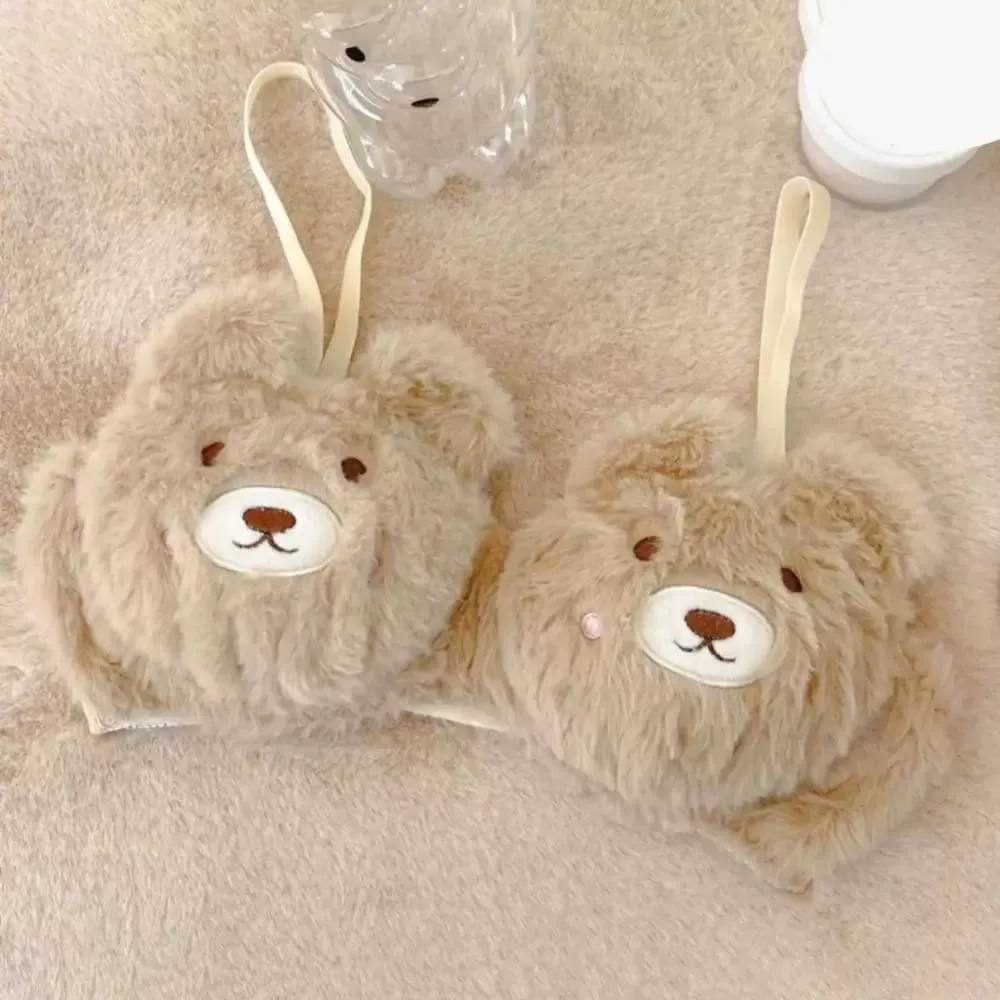 Cute Women Lingerie Set Cartoon Bear Soft Winter Bra & Brief Sets With Steel Ring Women Lingerie Girl