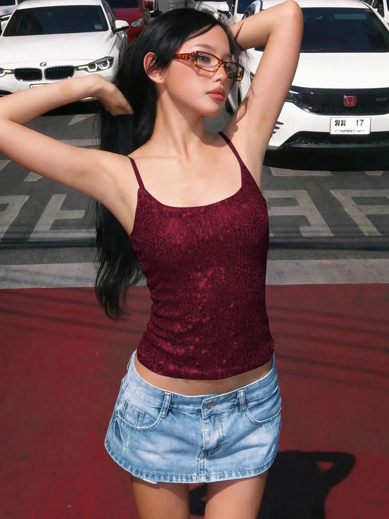 Dulzura Sleeveless Backless Sequins Slim Fit Camisole Women'S Sexy Casual Versatile Y2K Top Beach Party Vacation Summer Clothes — image 3