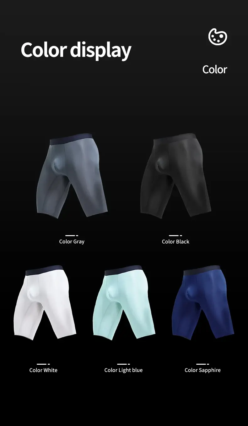 Men's sports underwear for summer, ice silk, quick-drying, extended, anti-friction legs, loose four-corner short underpants