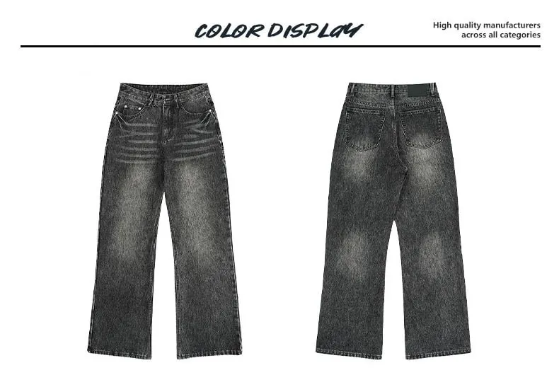 2025 Spring New Men Flared Jeans Boot Cut Denim Pants Straight Vintage Gray Jeans Men Comfort Men's Trousers Bell Bottom