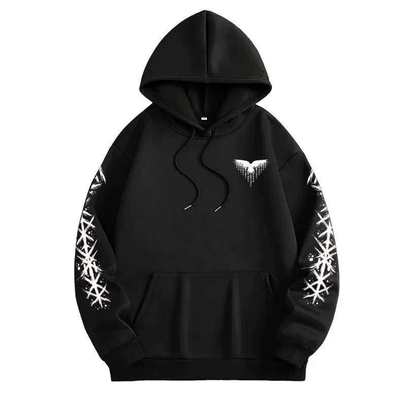 Edisi Musim Sejuk dan Musim Luruh Viking Nordic Runes Bercetak Baju Bertudung Lelaki Bersaiz Besar untuk Pakaian Kasual Jalanan