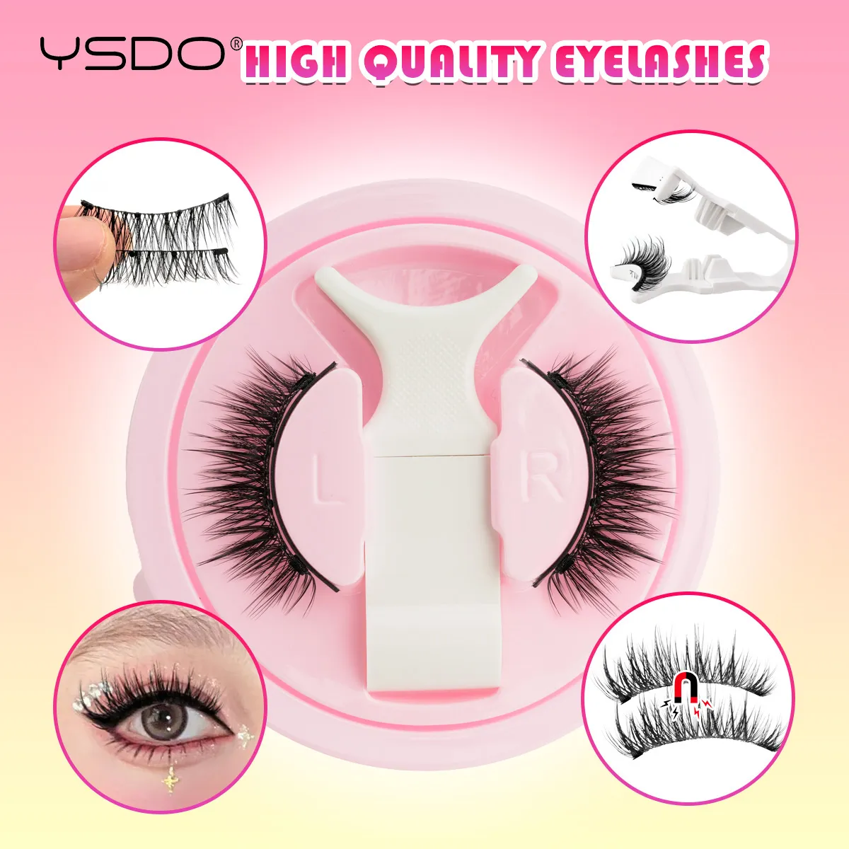 Magnetic Eyelashes Reusable Winged Magnetic 3D Mink Lashes Long-Lasting No Glue Needed False Eyelashes With Tweezer Makeup