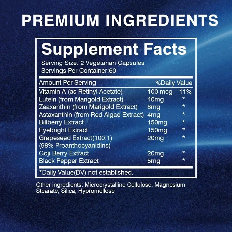 Suplemen Lutein - Vitamin A + Bilberry Eyebright + GO JI Wolfberry Untuk Meredakan Kelelahan dan Kekeringan MataKapsul — image 3