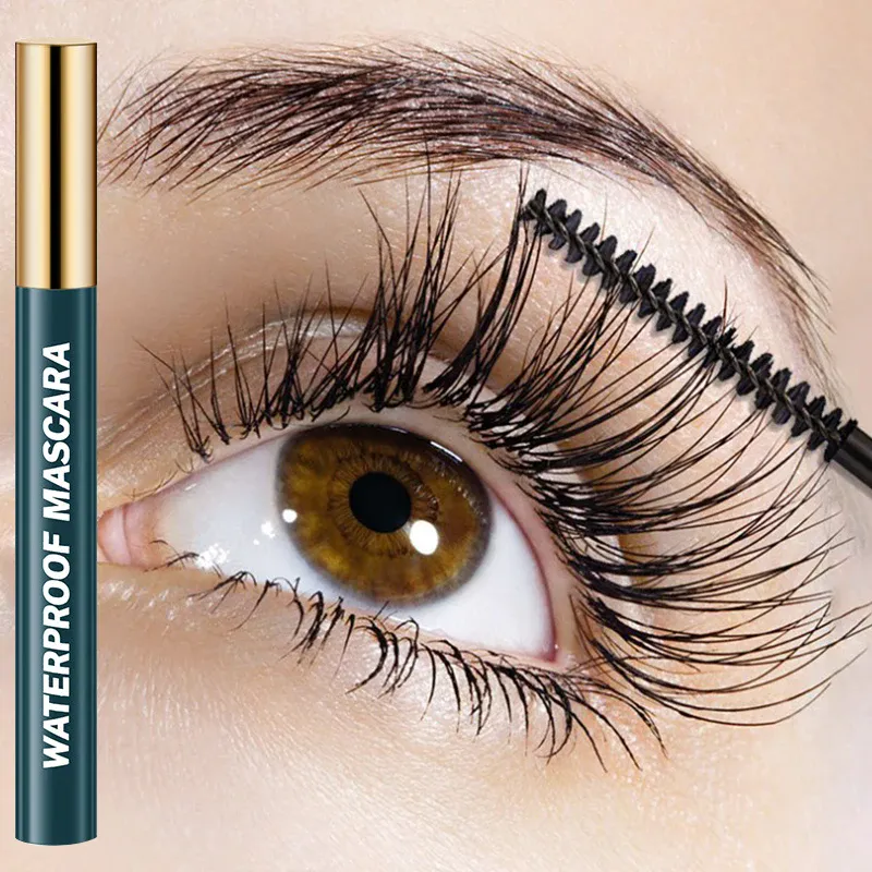 4D sort mascara tyk krølning Langtidsholdbar vandtæt snavsfri silkefibermascara forlænger øjenvipper Forlænger øjenmakeup