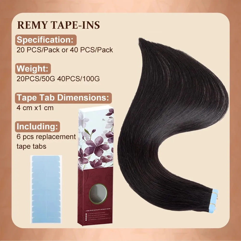 Nastro dritto nelle estensioni dei capelli umani 16-26 pollici Nastro adesivo invisibile reale naturale al 100% per le donne — image 3