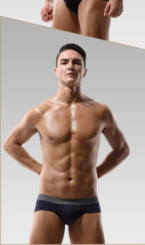 5PCSMen's three-piece briefs with U-shaped pouch, modal fabric, breathable, summer youth low-rise bottom pants