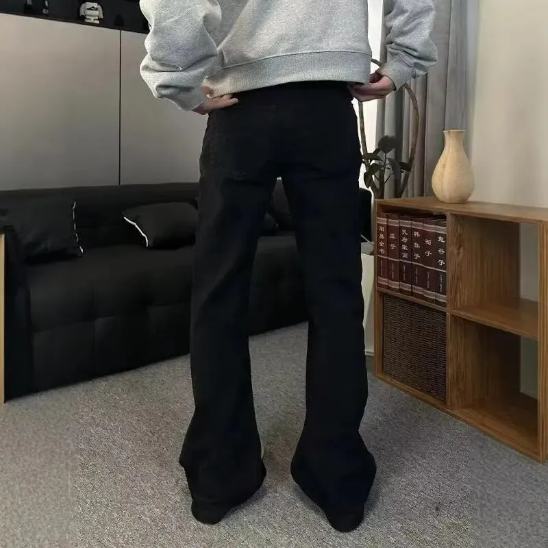 Korean Style Streetwear Slim-Fit Cleanfit Flared Jeans for Men Simple Trendy Vibe Casual Long Pants