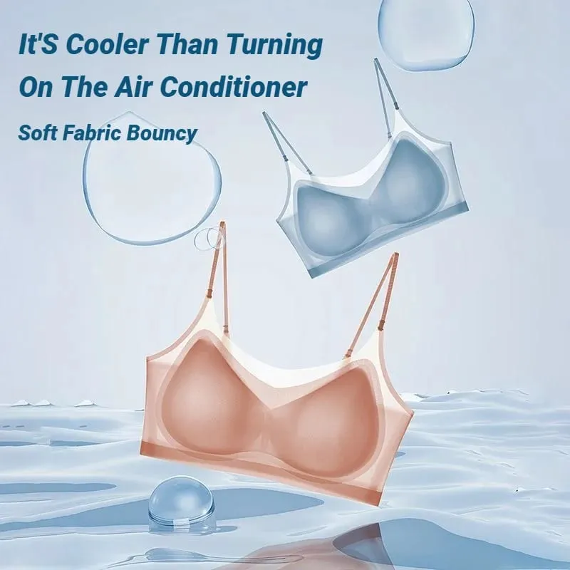 2026 Ultra-Thin Breathable Ice Silk Bra Lingerie Women'S Seamless Back Halter Vest Wraps Small Breasts Sexy And Comfortable Top
