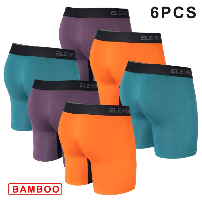 6 pcs Bamboo Men Underwear With Opening Breathable Mens Boxershorts Men's Panties Underpants Plus Size Fashion Boxers Brief 3256808166056836