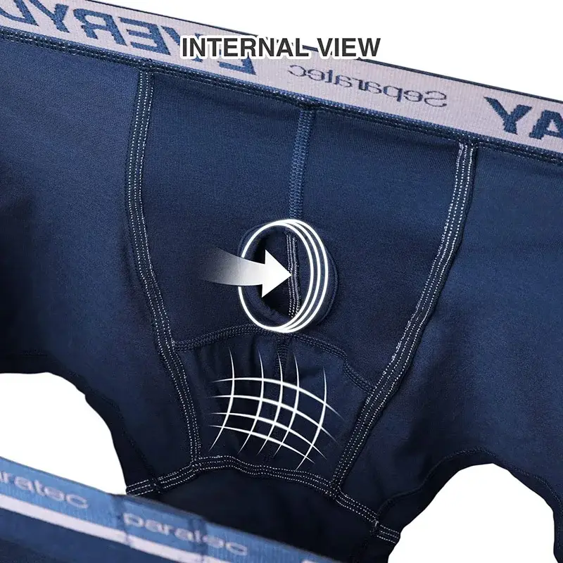 Separatec Cotton Dual Pouch Men's Underwear Comfortable Soft Breathable Everyday Boxer Briefs Long Leg Boxer Mens Underwear