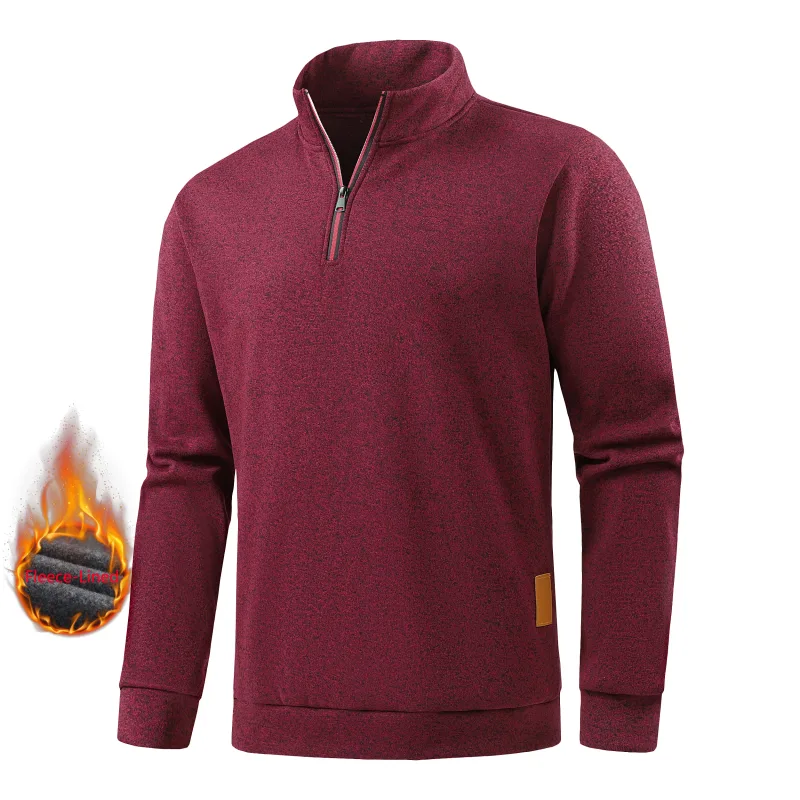 Autumn Men's Half-Zip Sweatshirts Long-Sleeved Solid Color Pullovers Turtlenecks Streetwear Winter Warm Jackets Sports Coat — image 4