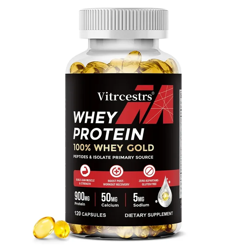 Whey Protein Concentrate Capsules - 900mg Protein Post-Workout Recovery Muscle Health & Immunity Boost Gluten-Free Non-GMO