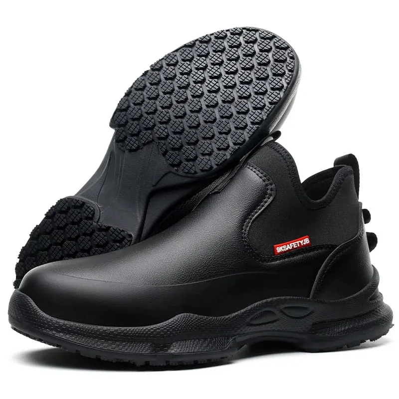 anti-skid kitchen work shoes non slip work waterproof boots lightweight Safety shoes for men chef work shoes leather sneakers — image 3