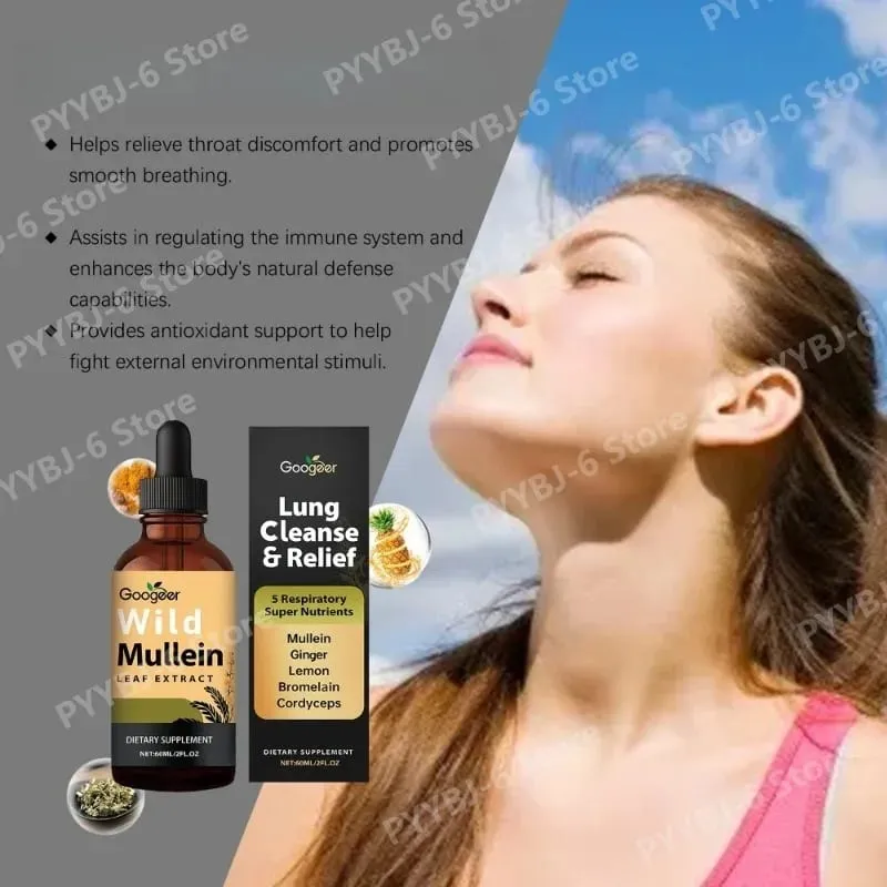 Mullein Leaf Extract Liquid Drops Comprehensive Herbal Wellness Support Natural Daily Dietary Supplement Daily Care 60ml