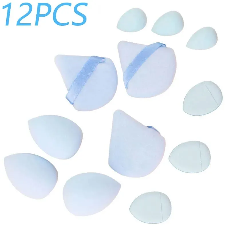 Solid Color 12PCS Makeup Sponge Set Loose Powder and Finger Catching Thumb Puff Cotton Mini Powders Puffs Soft Makeups Eggs Set