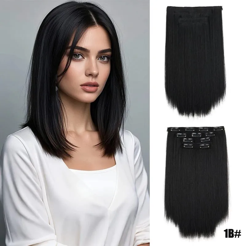 Wig piece for women long straight hair extensions 11 card four piece set synthetic clip hair