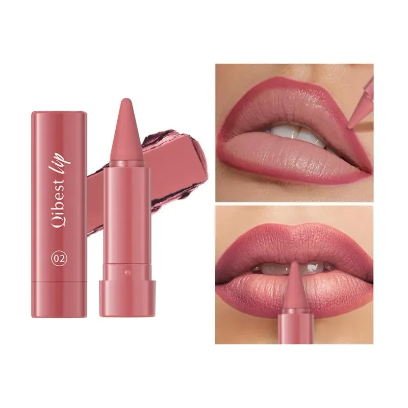 Waterproof Matte Lipstick Liner 2-in-1 Pencil High Pigmentation Lip Color Smooth Moisturizing Formula Natural Gradient Lipstick