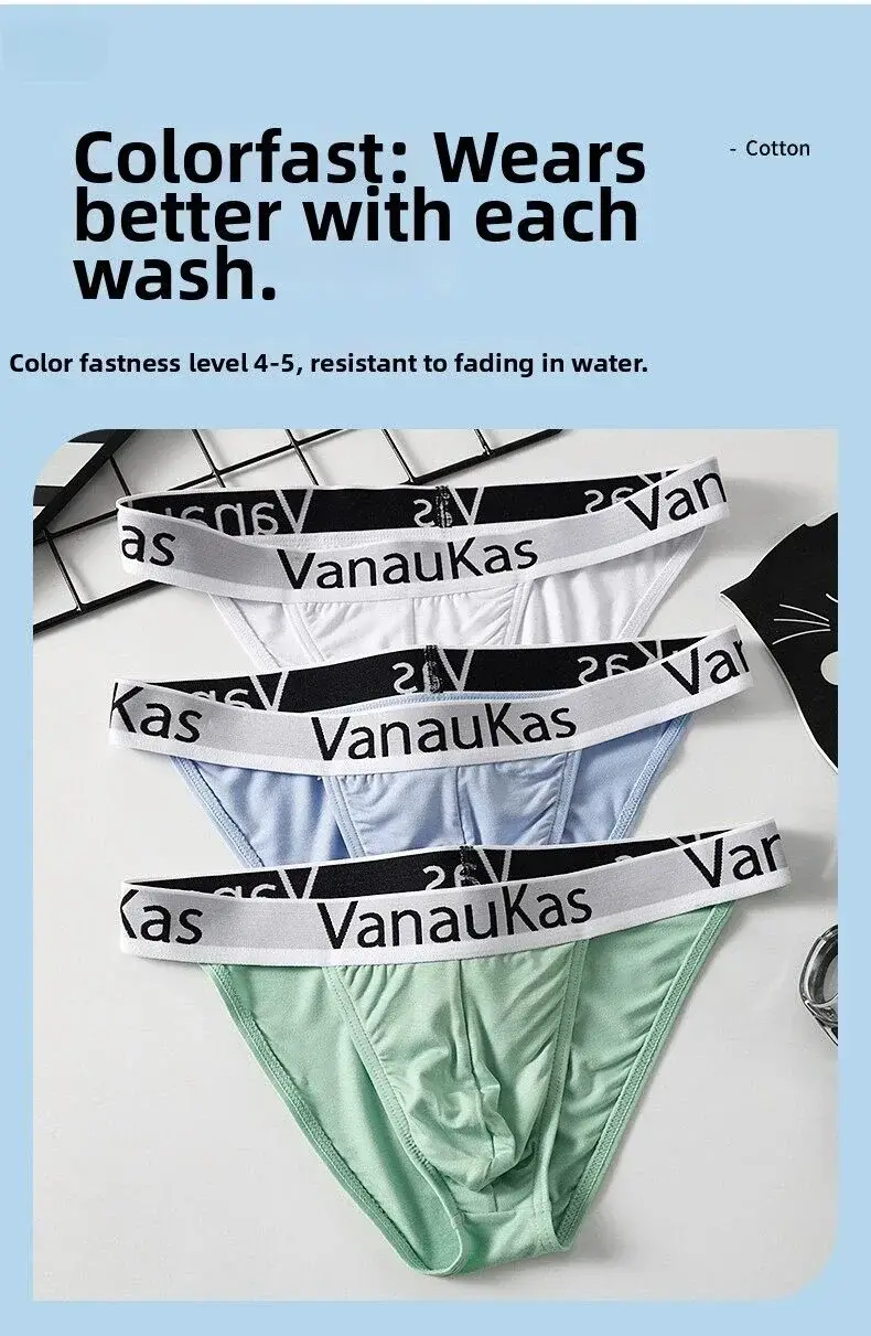 New Men's Underwear Briefs High-Cut Small Triangle Underpants Sexy Low-Rise Hollow Out Cotton Panties with Elastic Waistband