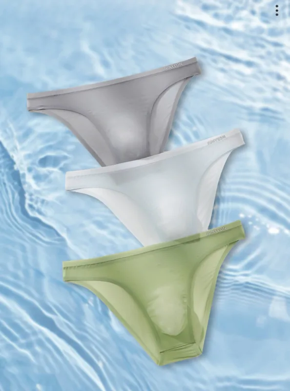 Dikişsiz çabuk kuruyan erkek külot iç çamaşırı düz renk buz ipek ultra-ince külot seksi nefes 3D kese külot iç çamaşırı