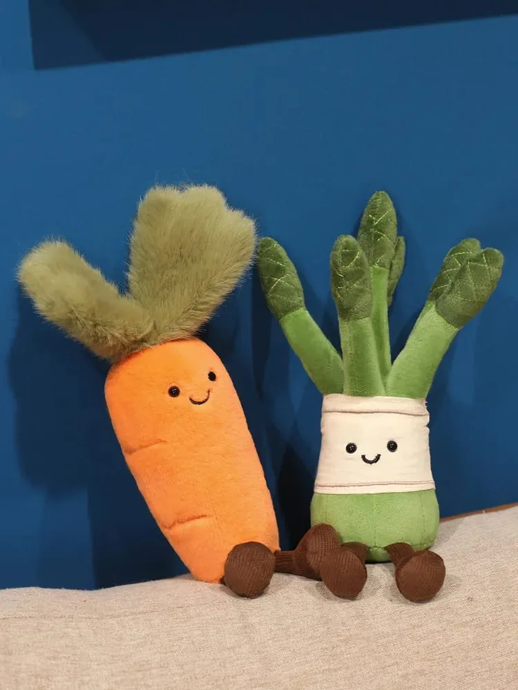 Stuffed Humanoid Vegetable Plush Pillow Smiling Corn Carrot Asparagus Doll with Legs Decor Prop Gift