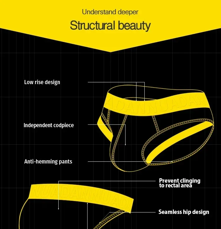 1PCS Einfarbig Gerippte Männliche Slips ADANNU Geprägte Logo Elastische Taille Stretch Komfort Täglichen Bikini Unterhose AD759