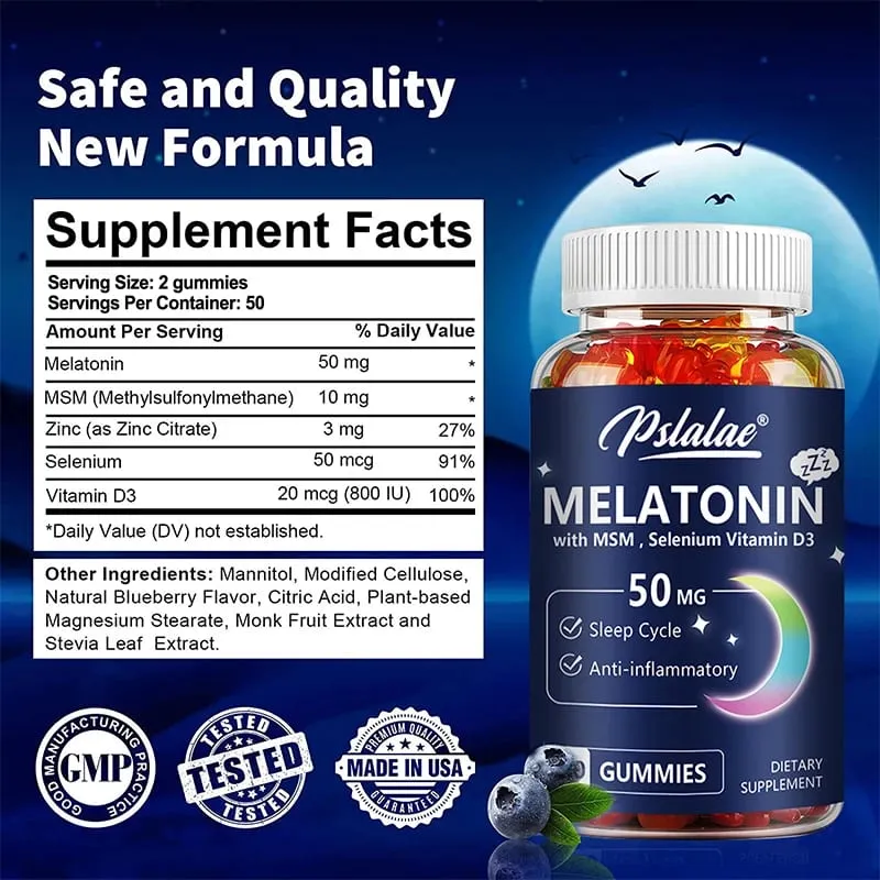 Melatonin Gummies 50mg - Sleep Aid Improve Sleep Quality and Support Deep Sleep