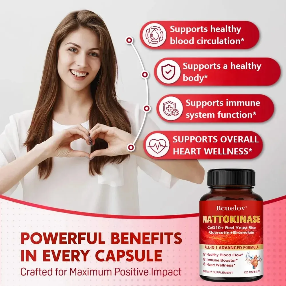 Red Yeast Rice Capsules - with CoQ10 Benefits Cardiovascular Blood Circulation Heart Health and Energy Production