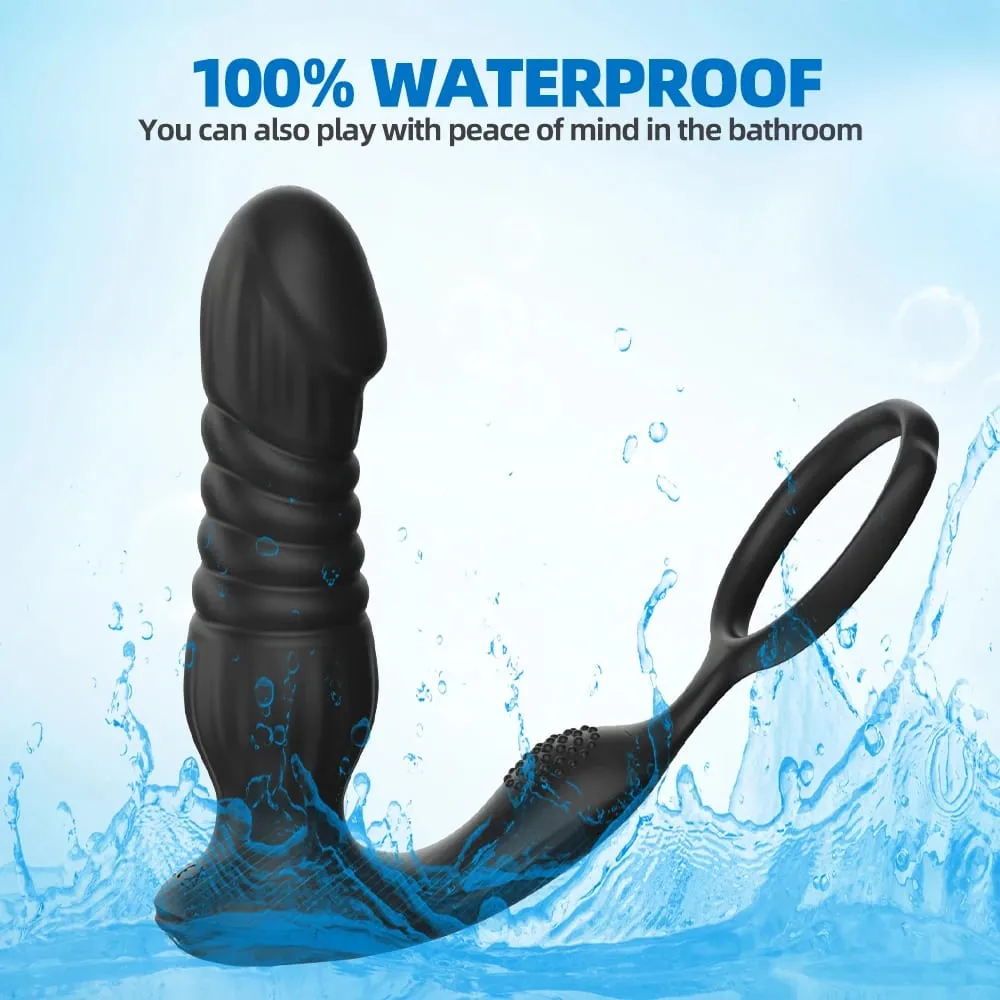 Male Prostate Massage Thrusting Vibrator Anal Plug Vibrator Silicone Ring Delay Ejaculation Masturbator Adult Sex Toys for Men — image 4