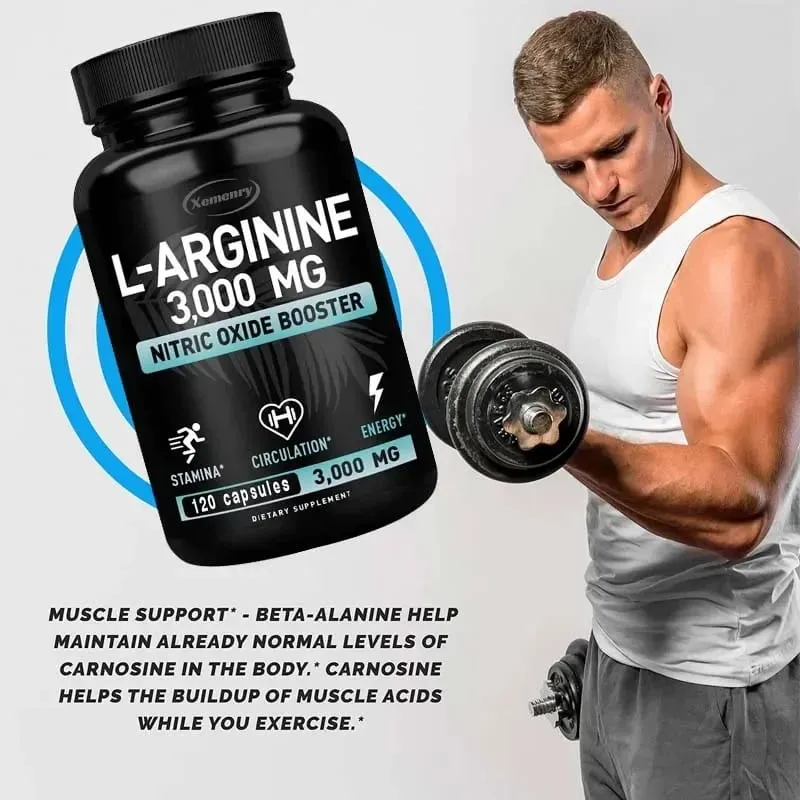 L-Arginine - Strengthen Muscles Improve Blood Circulation and Boost Energy Endurance and Athletic Performance