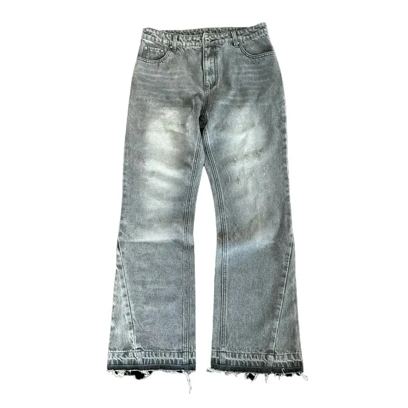 Hip Hop Streetwear Men Women Fashion Baggy Pants Y2K Retro Jeans Light Color Dollar Pattern Embroidery Splice Denim Pants Gothic