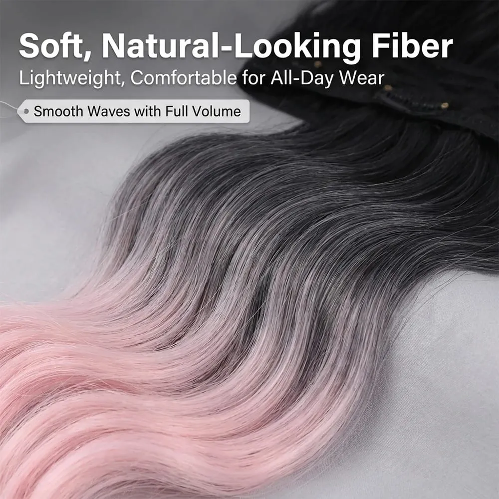 V-shaped One-Piece Synthetic 4 Clip In Hair Extensions Long Straight Hairstyle Hairpiece Colour 55CM Natural Fake Hair