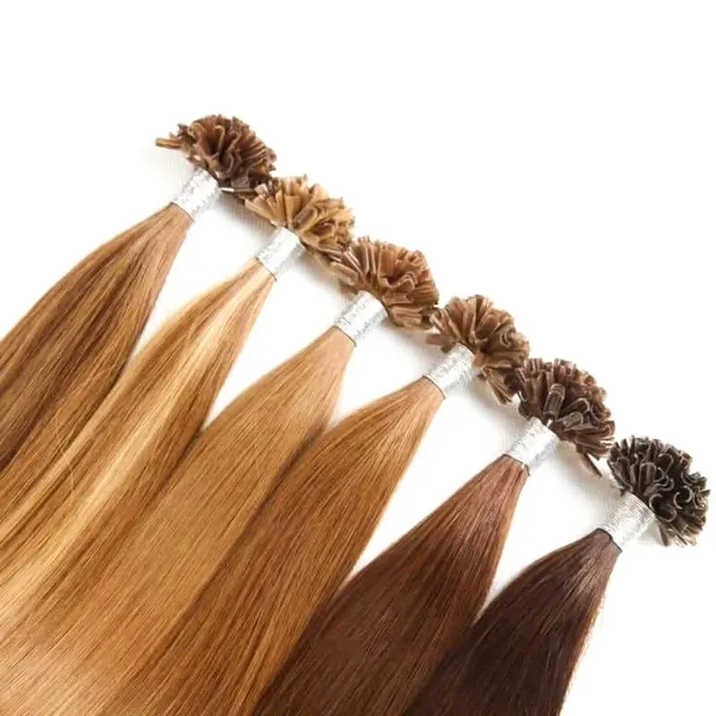 Full Shine U Tip Hair Extensions Nature Black Hair Blone 613 Color 50g Keratin Glue Beads Prebonded Remy Human Hair Extensions