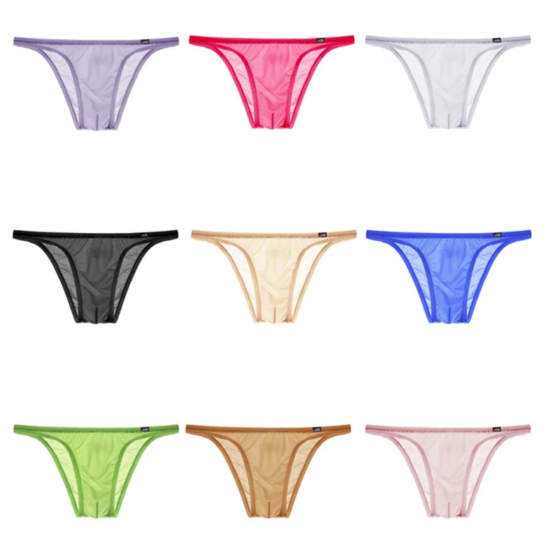 Men's Underwear Sexy Low-Waisted Ice Silk Ultra-Thin Silky Japanese Small Triangle Pants One-Piece