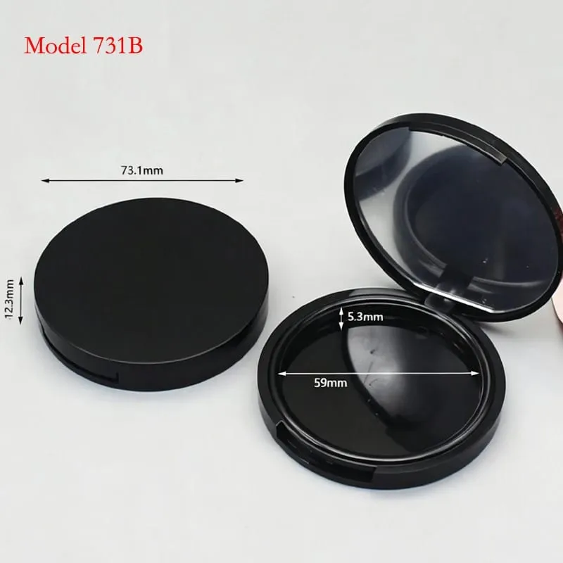 Batch Price For Black Color Round Shape Plastic Makeup Packaging Empty Compact Powder Case Powder Blusher Container