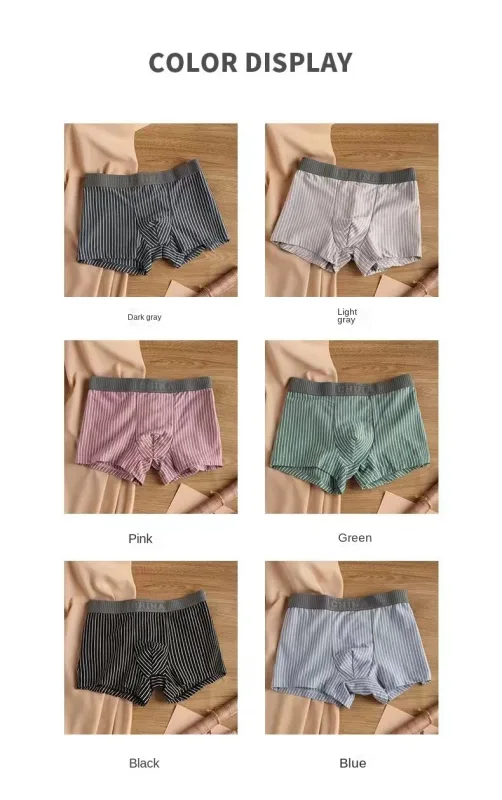 4Pcs Boxer Shorts Men's Underwear Sexy Panties Cotton Boxers Striped Underpants Male Shorts U Convex Lingerie Plus Size L-6XL
