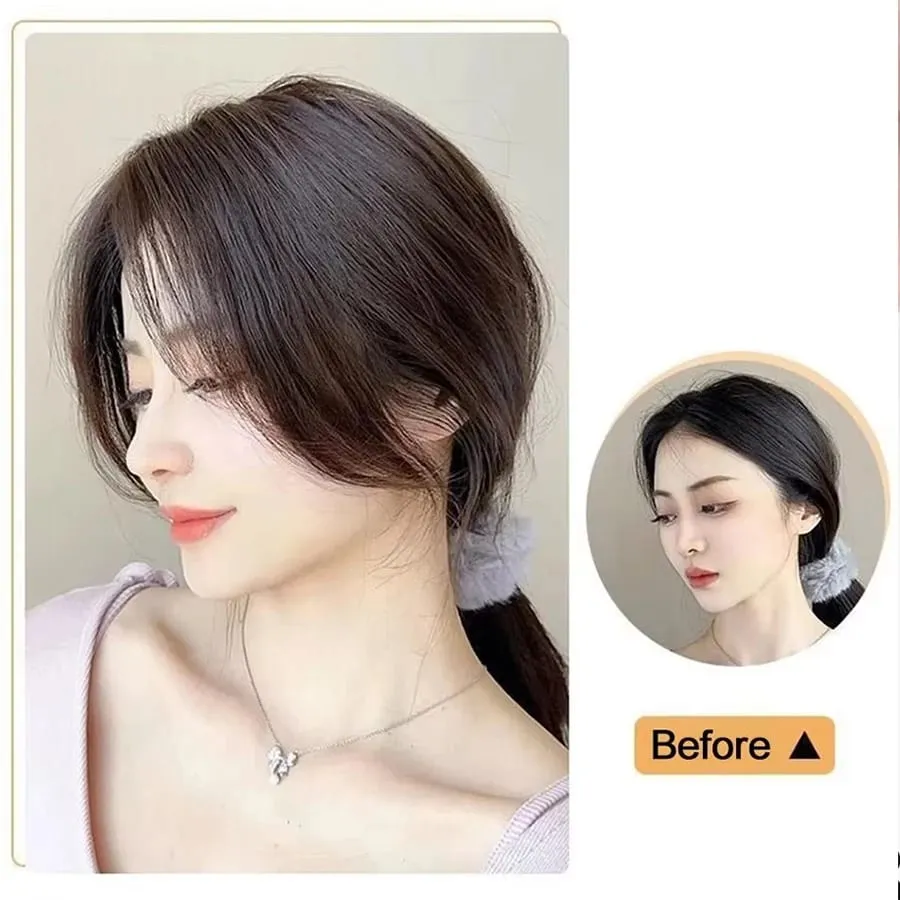 Synthesis Wig Middle-part Bangs Hair Extensions Clip In Forehead Natural Seamless French Oblique Bangs Eight-character Bangs — image 3