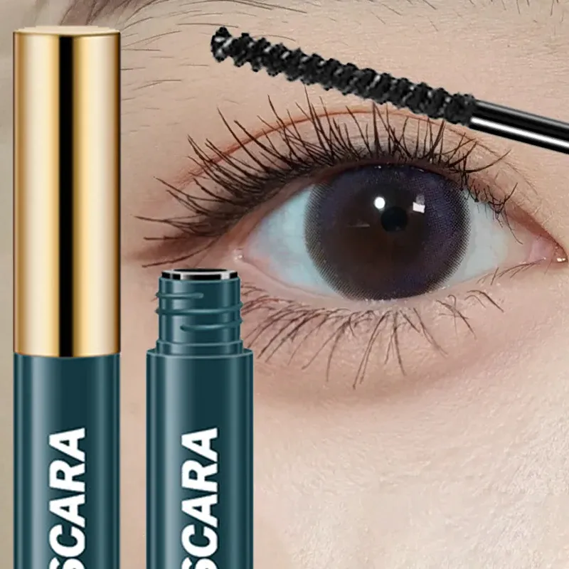 4D sort mascara tyk krølning Langtidsholdbar vandtæt snavsfri silkefibermascara forlænger øjenvipper Forlænger øjenmakeup