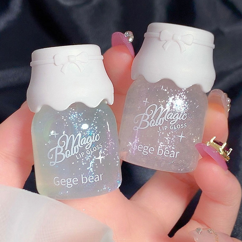 Gege bear Bow Knot Milk Canister Lip Honey Moisturizes and Moisturizes the Mirror Face with Water Gloss and Fine Shining Lips — image 2