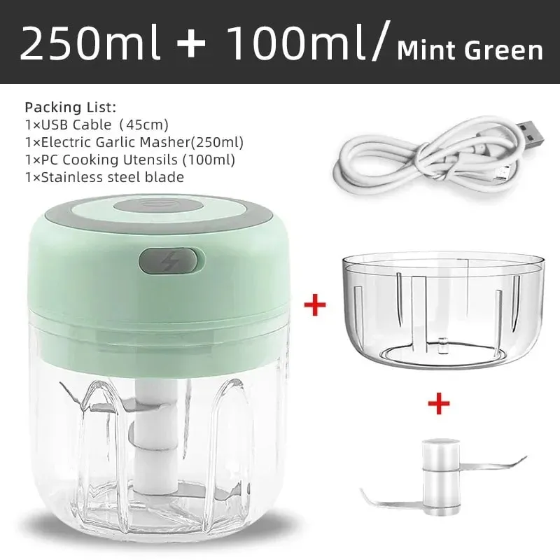 Mini Wireless Electric Garlic Crusher 100ml/250ml Portable Chopper USB Charging Ginger Chili Vegetable Masher Machine Kitchen — image 11